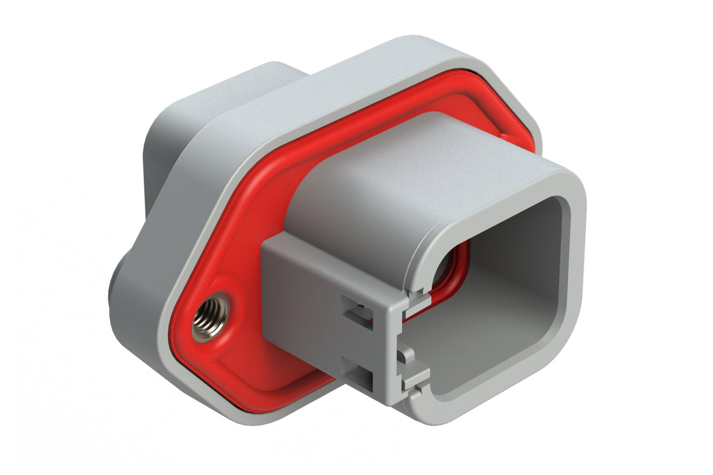ATP04-6P-PM05 6 Position Panel Mount Receptacle with Flange, Pin, with Gasket and Threaded Insert, Standard Seal, Grey