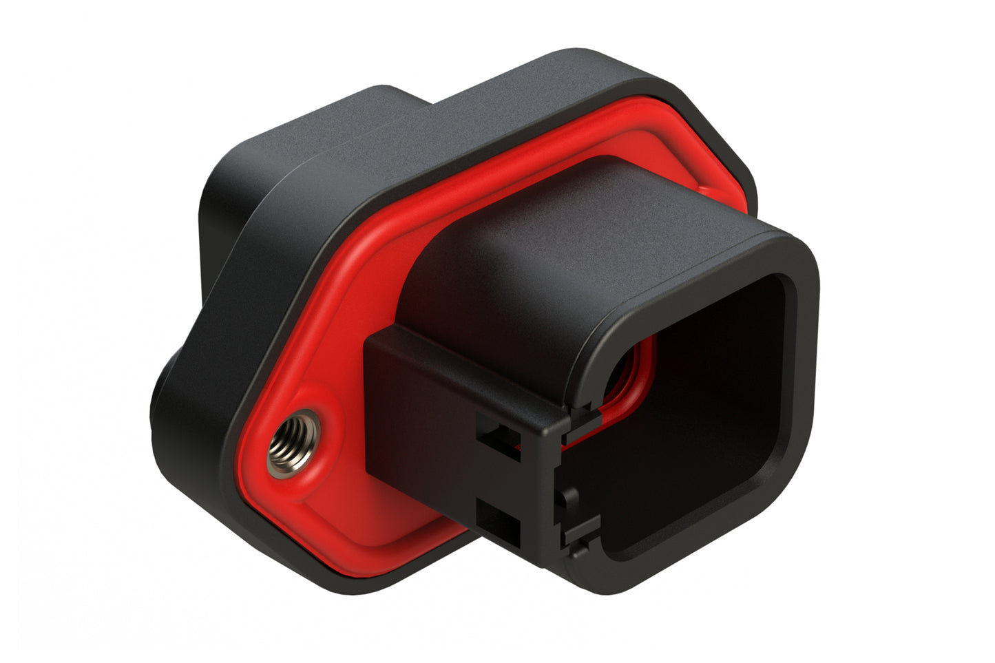 ATP04-6P-PM05BK 6 Position Panel Mount Receptacle with Flange, Pin, with Gasket and Threaded Insert, Standard Seal, Black