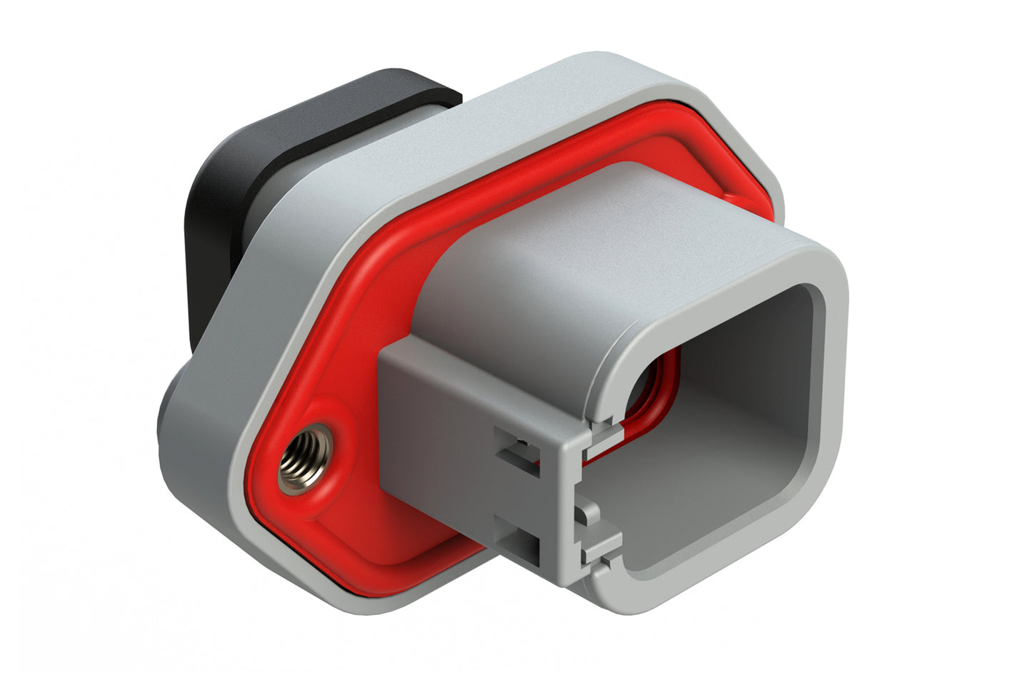 ATP04-6P-PM05EC 6 Position Panel Mount Receptacle with Flange, Pin, with Gasket and Threaded Insert, Endcap, Standard Seal, Grey