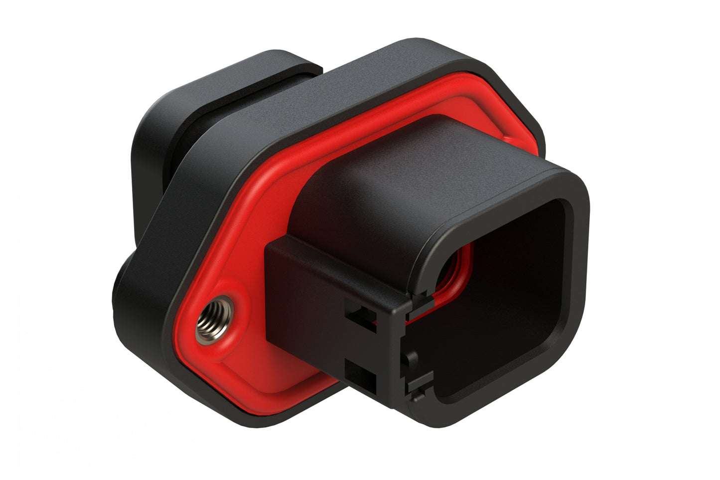 ATP04-6P-PM05ECBK 6 Position Panel Mount Receptacle with Flange, Pin, with Gasket and Threaded Insert, Endcap, Standard Seal, Black