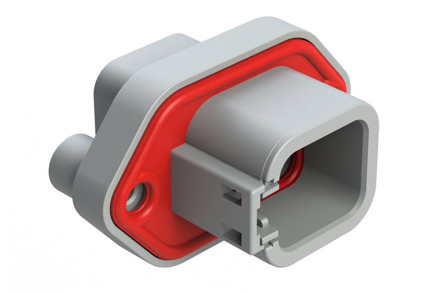 ATP04-6P-PM11 6 Position Panel Mount Receptacle with Flange, Pin, with Gasket, Self Tapping, Grey