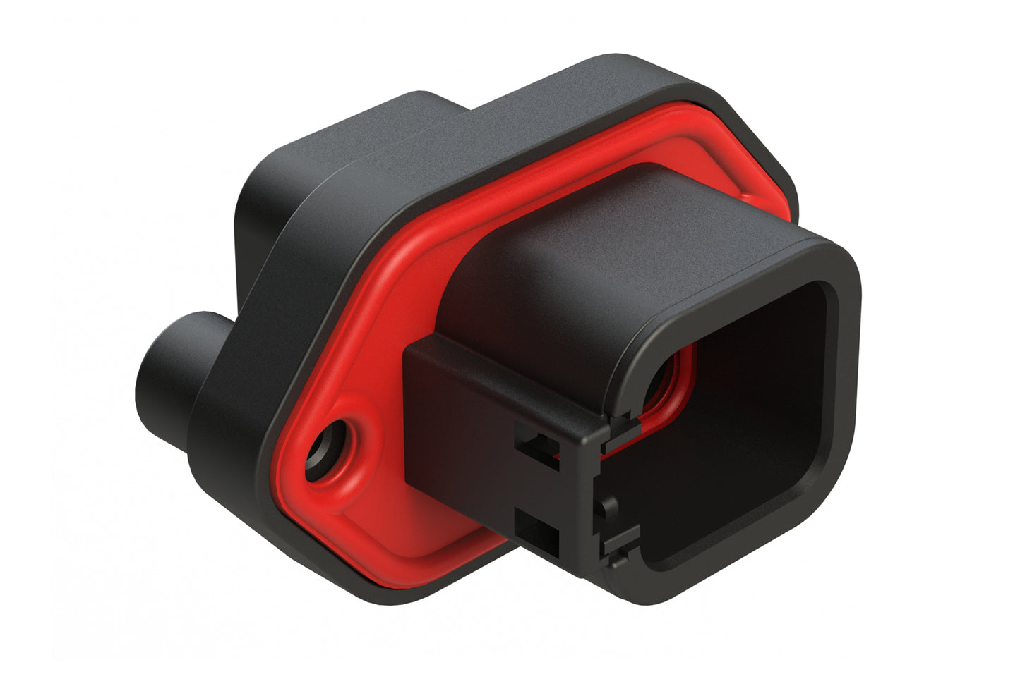 ATP04-6P-PM11BK 6 Position Panel Mount Receptacle with Flange, Pin, with Gasket, Self Tapping, Black