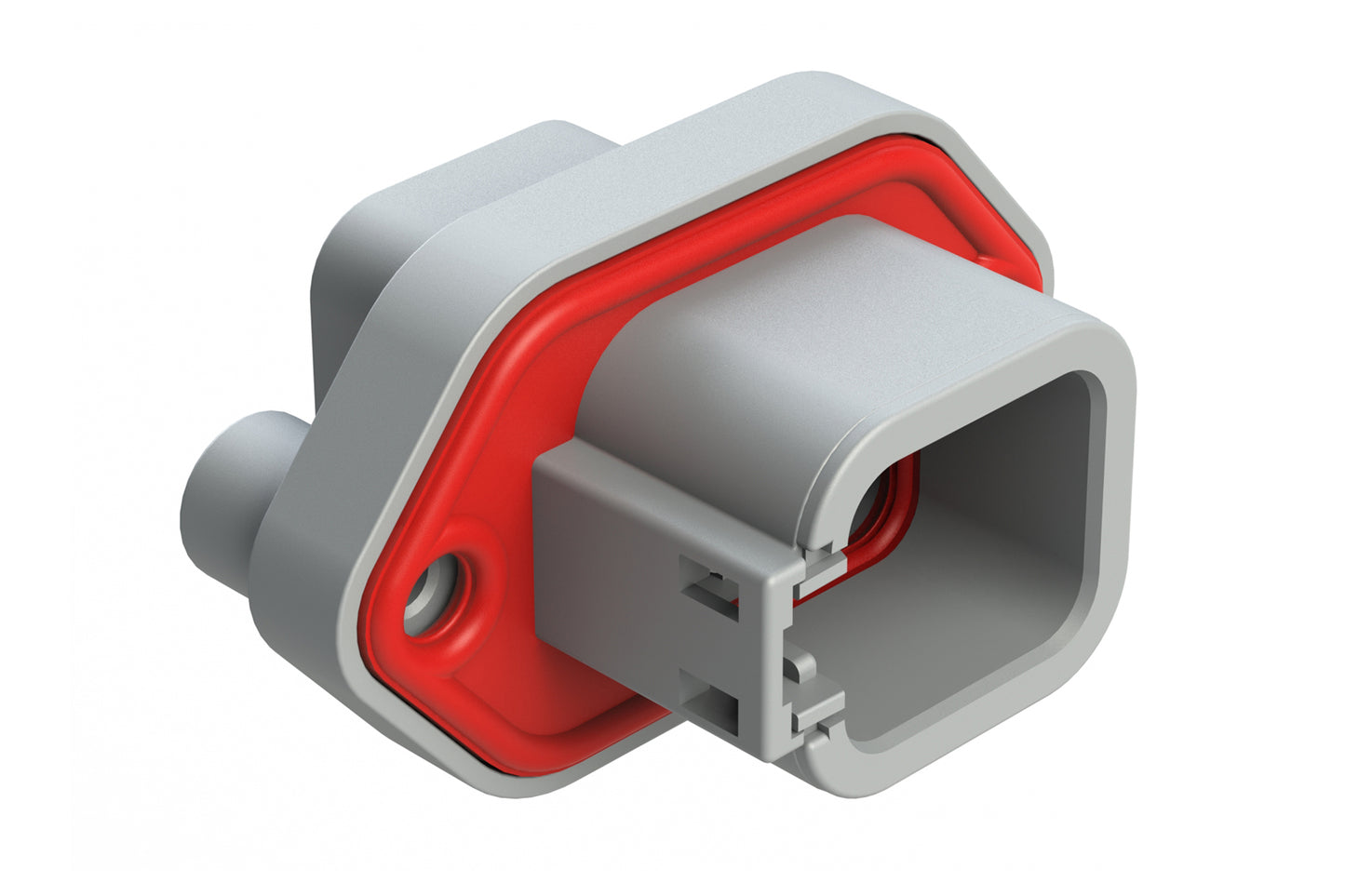 ATP04-6P-PM12 6 Position Panel Mount Receptacle with Flange, Pin, with Gasket, Reduced Diameter Seal, Self Tapping, Grey