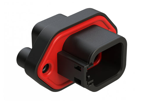 ATP04-6P-PM12BK 6 Position Panel Mount Receptacle with Flange, Pin, with Gasket, Reduced Diameter Seal, Self Tapping, Black