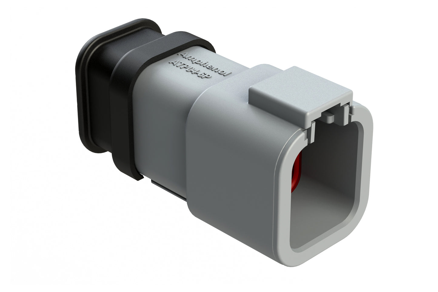 ATP04-6P-SR01 6 Position Receptacle, Pin, SR01 Strain Relief (Standard Seal), End Cap, Grey Body