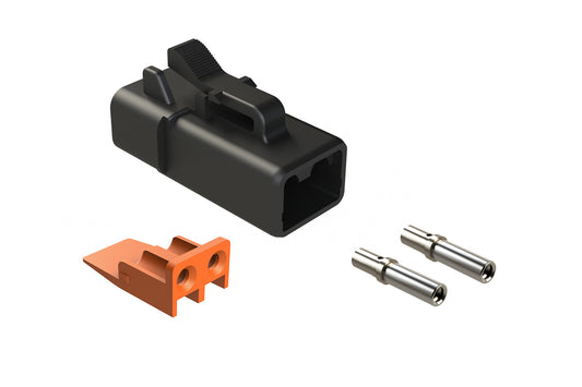 ATP06-2S-KIT01BLK 2 Position Plug, Wedge and Contacts Kit, Socket, Black