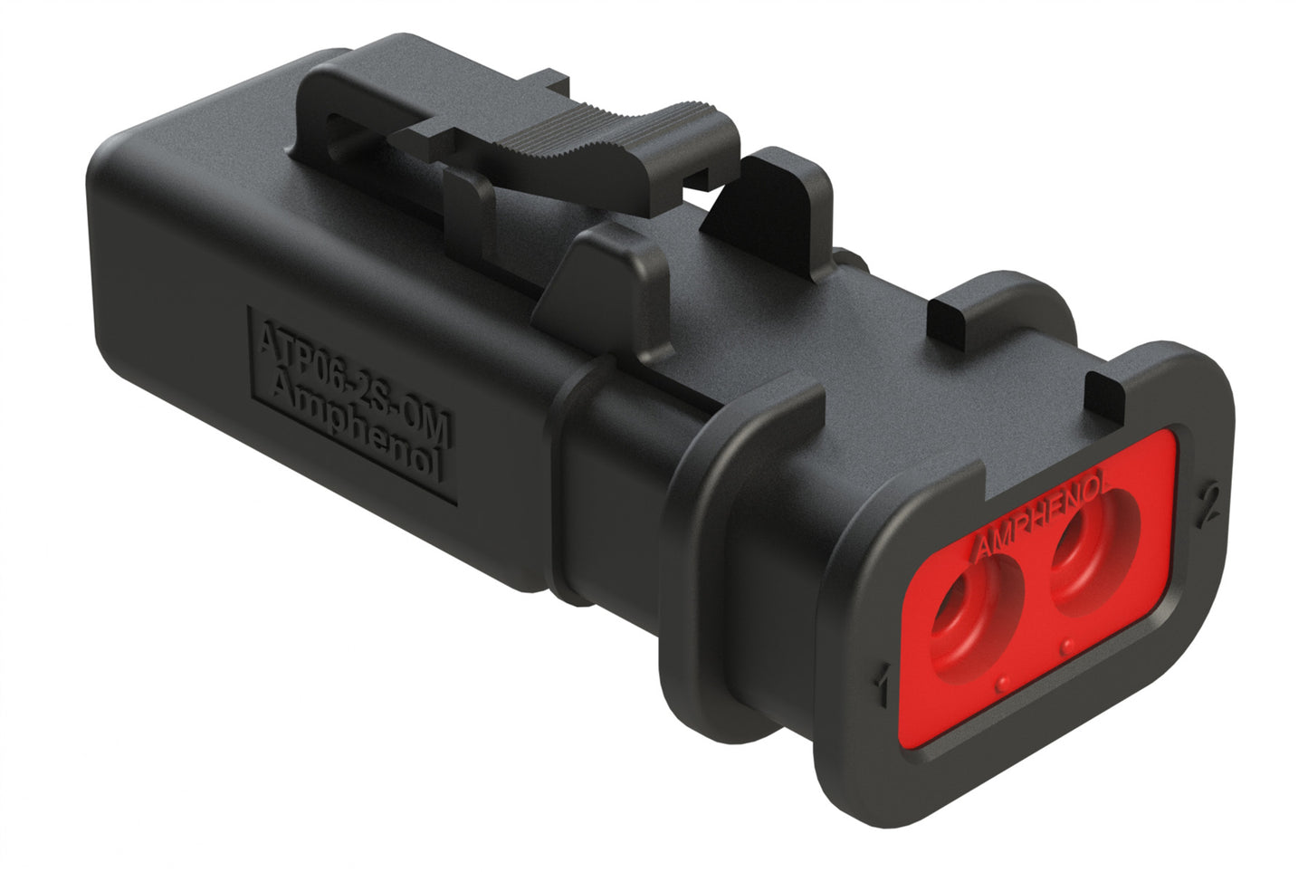 ATP06-2S-OMBLK 2 Position Plug, Socket, Overmold Compatible, Standard Diameter Rear Seal, Black