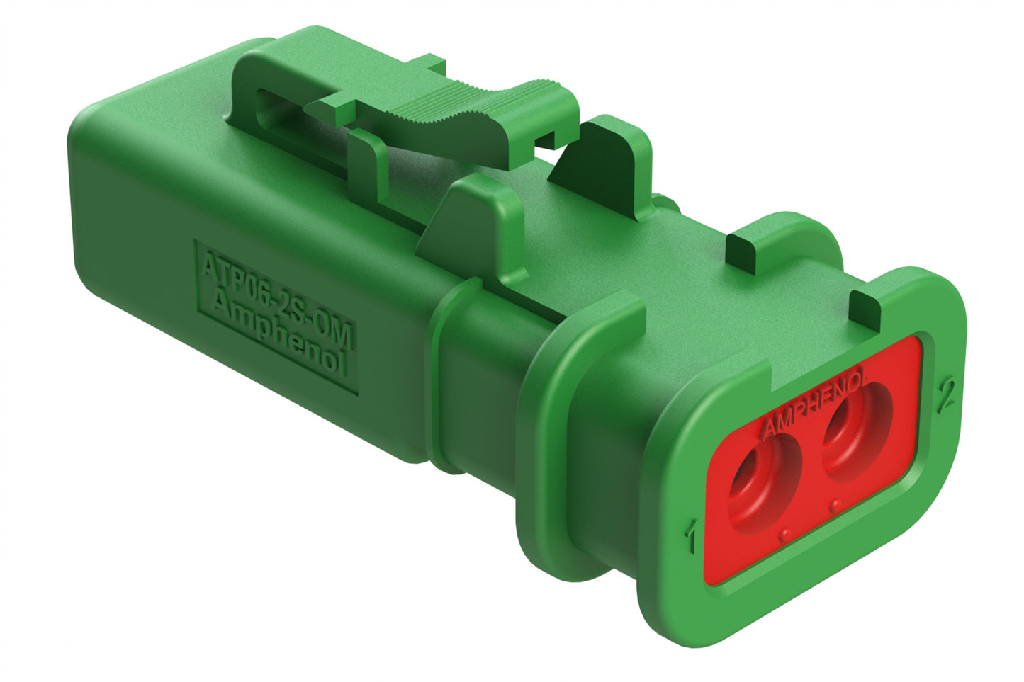 ATP06-2S-OMGRN 2 Position Plug, Socket, Overmold Compatible, Standard Diameter Rear Seal, Green
