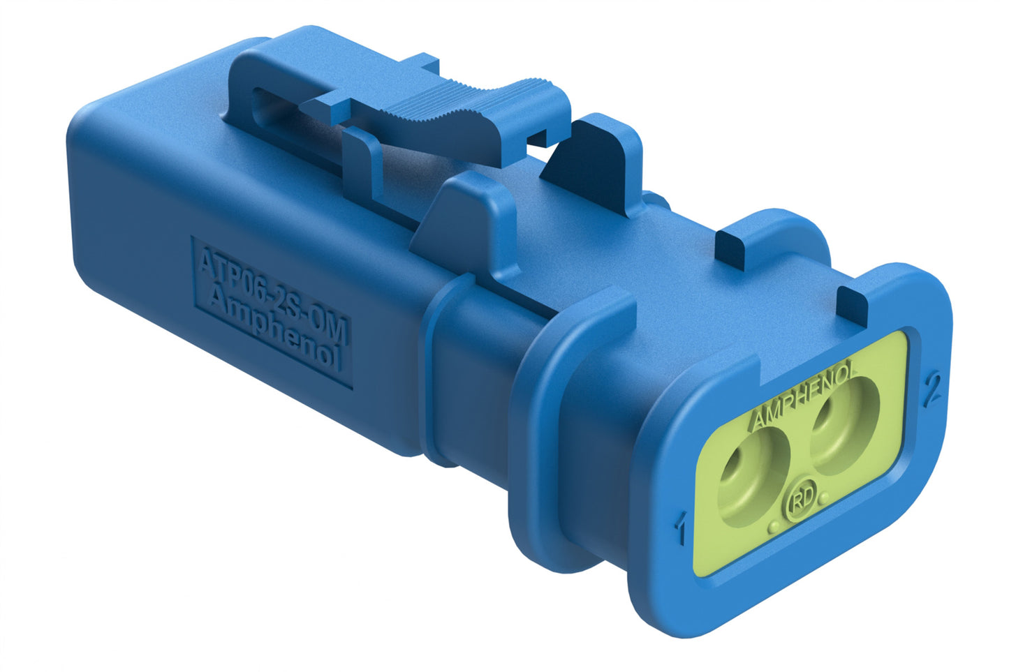 ATP06-2S-OMRDBLU 2 Position Plug, Socket, Overmold Compatible,, Reduced Diameter Rear Seal, Blue