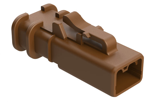 ATP06-2S-OMRDBRN 2 Position Plug, Socket, Overmold Compatible, Reduced Diameter Rear Seal, Brown