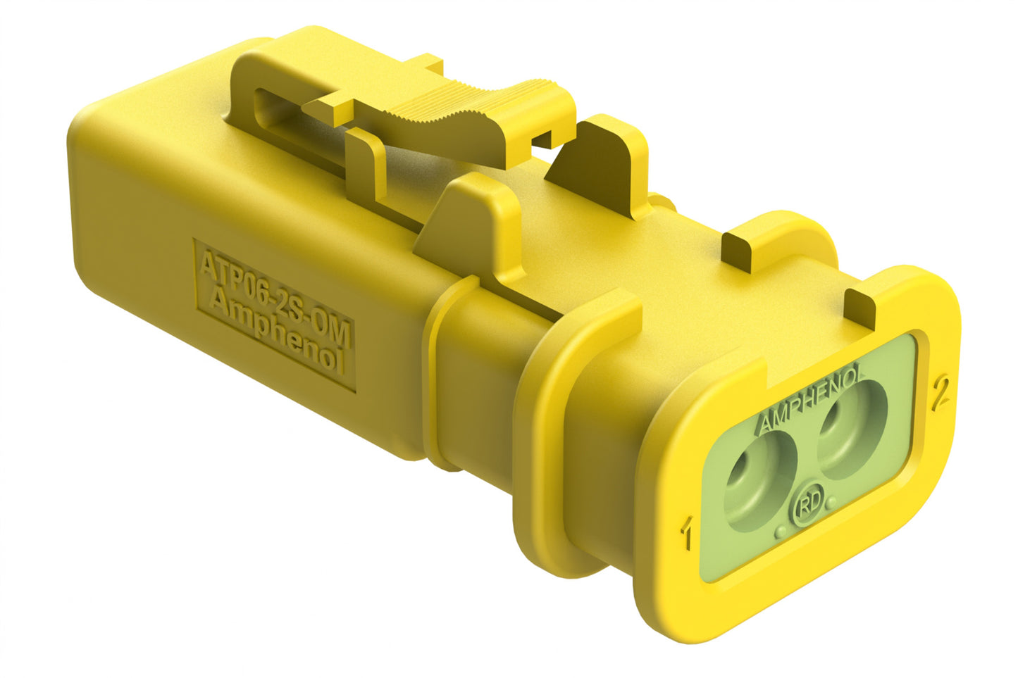 ATP06-2S-OMRDYEL 2 Position Plug, Socket, Overmold Compatible,, Reduced Diameter Rear Seal, Yellow