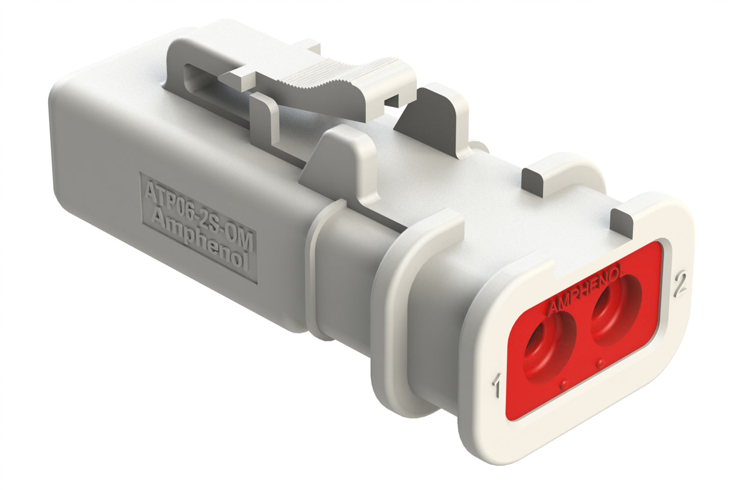 ATP06-2S-OMWHT 2 Position Plug, Socket, Overmold Compatible, Standard Diameter Rear Seal, White