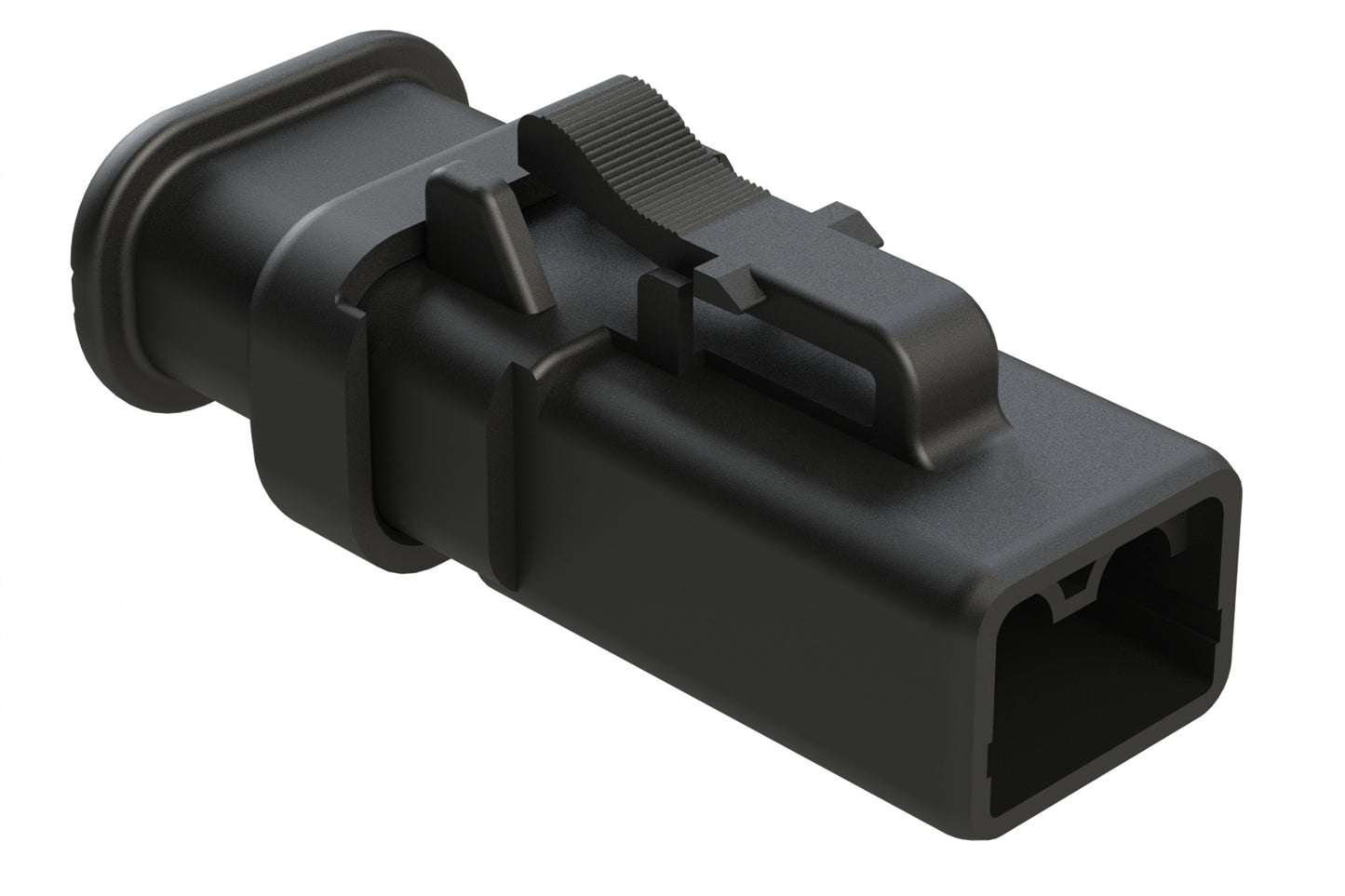 ATP06-2S-SR01BK 2 Position Plug, Socket, Strain Relief, Black Body (Requires Wedgelock AWP-2S). DTP06-2S-EE01