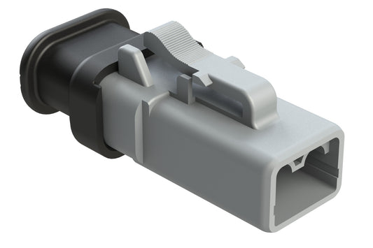 ATP06-2S-SR02 2 Position Plug, Socket, Reduced Diameter Rear Seal, Strain Relief, Grey Body (Requires Wedgelock AWP-2S)