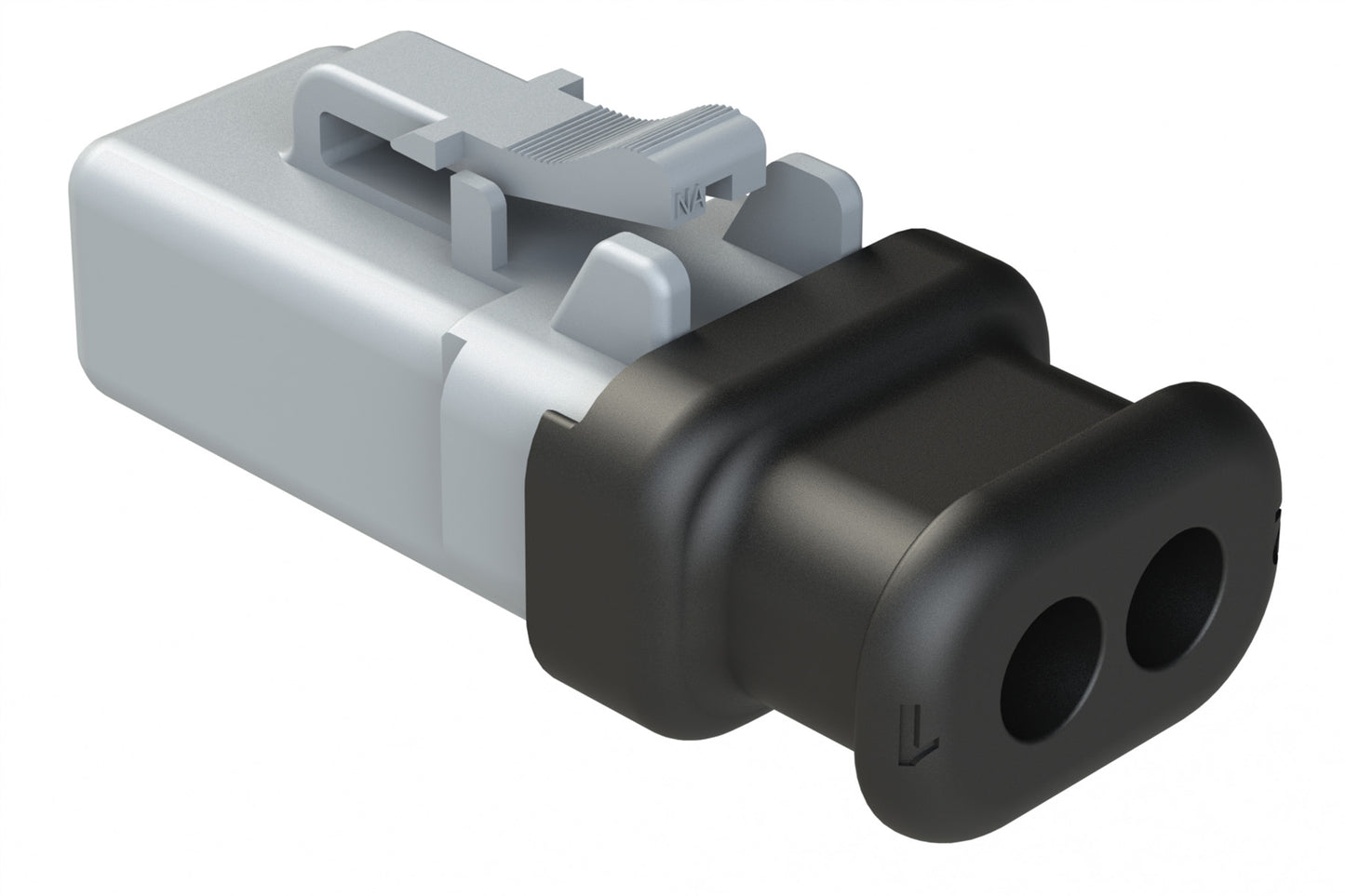 ATP06-2S-SR02 2 Position Plug, Socket, Reduced Diameter Rear Seal, Strain Relief, Grey Body (Requires Wedgelock AWP-2S)