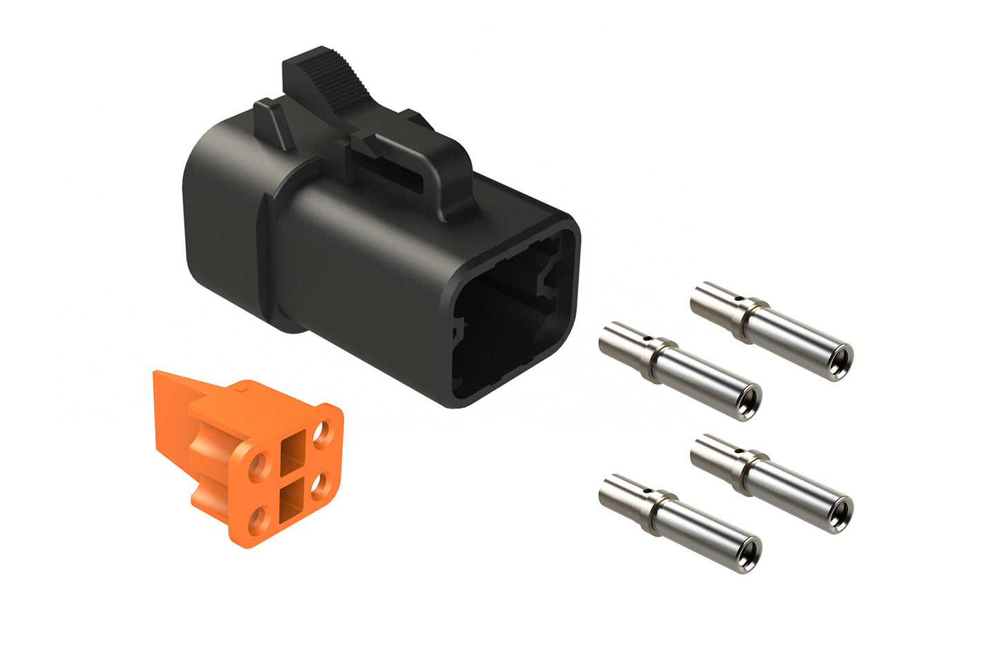 ATP06-4S-KIT01BLK 4 Position Plug, Wedge and Contacts Kit, Socket, Black