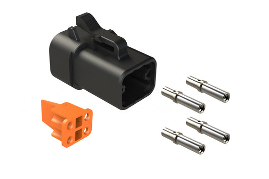 ATP06-4S-KIT01BLK 4 Position Plug, Wedge and Contacts Kit, Socket, Black