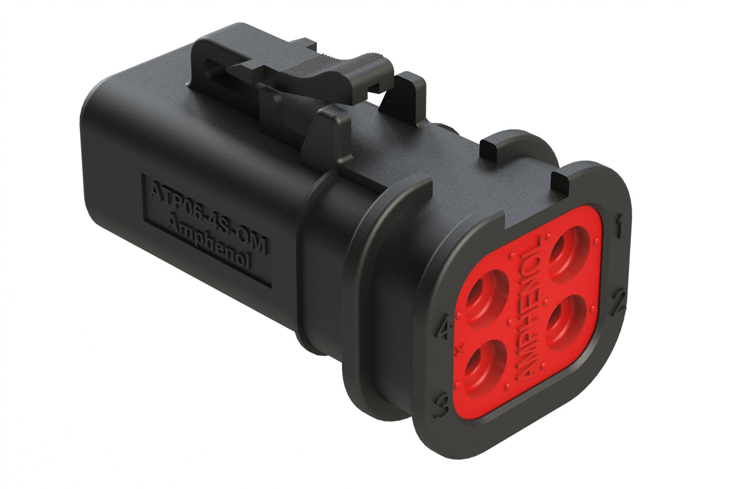 ATP06-4S-OMBLK 4 Position Plug, Socket,Overmold Compatible, Standard Diameter Rear Seal, Black