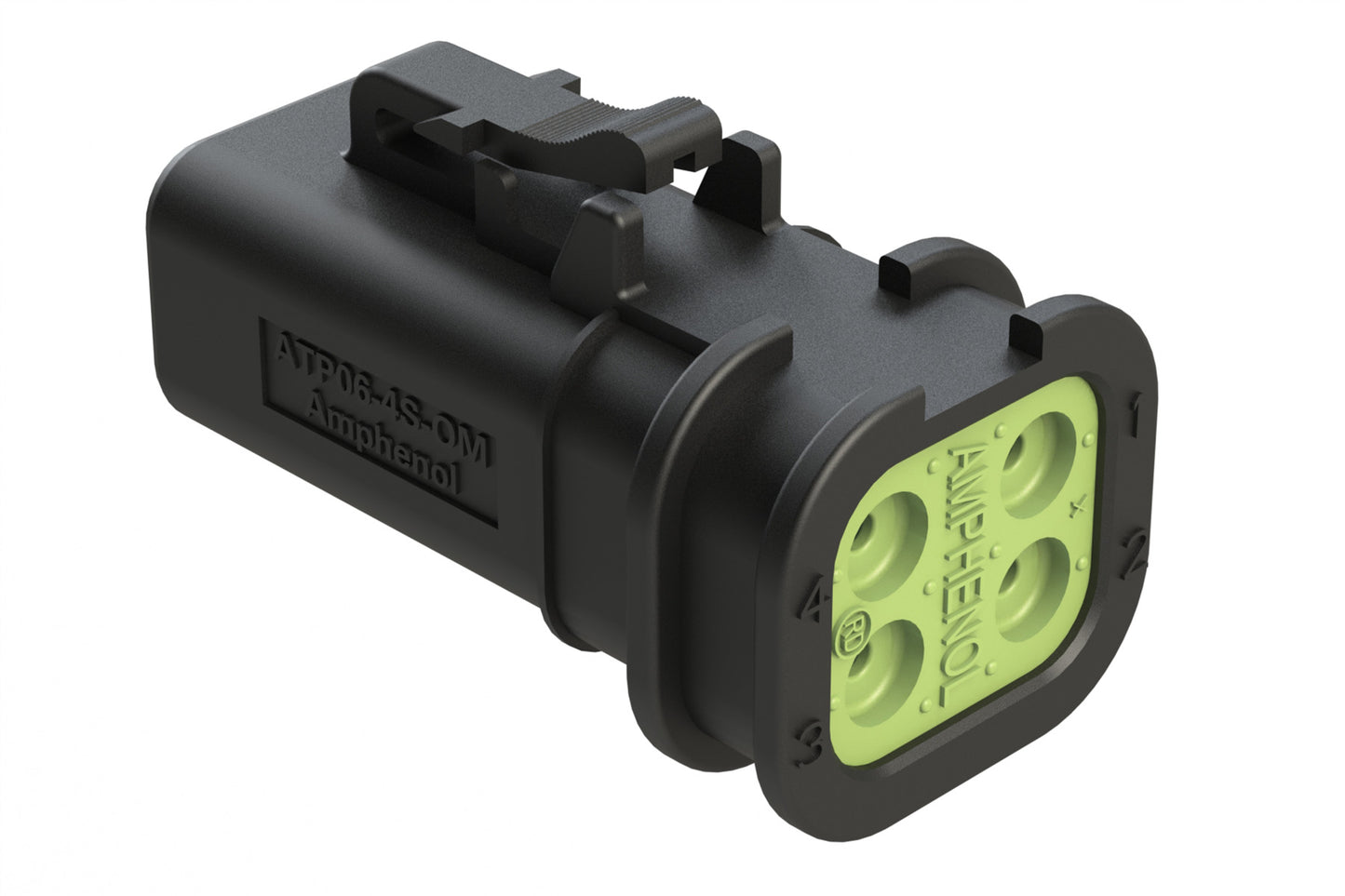 ATP06-4S-OMRDBLK 4 Position Plug, Socket, Overmold Compatible,, Reduced Diameter Rear Seal, Black