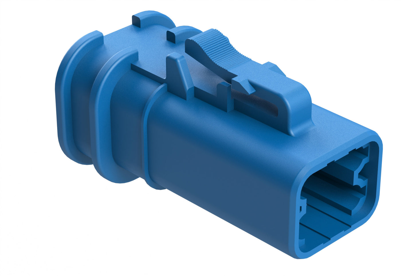 ATP06-4S-OMRDBLU 4 Position Plug, Socket, Overmold Compatible, Reduced Diameter Rear Seal, Blue