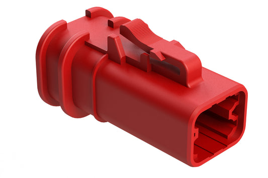 ATP06-4S-OMRDRED 4 Position Plug, Socket, Overmold Compatible, Reduced Diameter Rear Seal, Red
