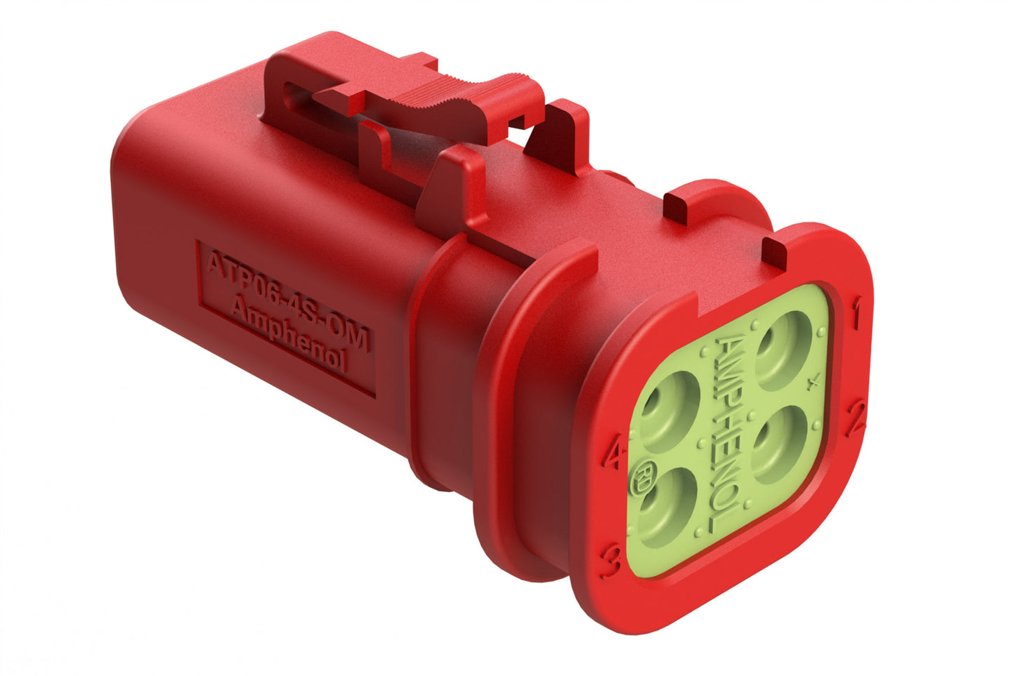 ATP06-4S-OMRDRED 4 Position Plug, Socket, Overmold Compatible, Reduced Diameter Rear Seal, Red