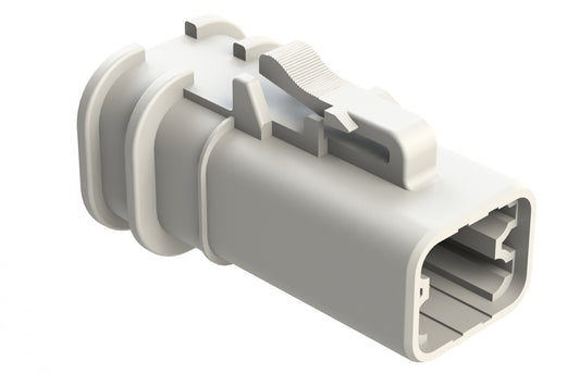 ATP06-4S-OMRDWHT 4 Position Plug, Socket, Overmold Compatible, Reduced Diameter Rear Seal, White