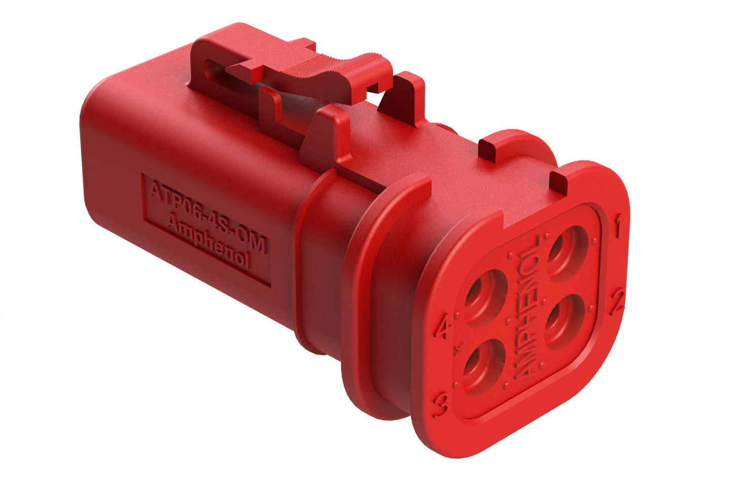 ATP06-4S-OMRED 4 Position Plug, Socket, Overmold Compatible, Standard Diameter Rear Seal, Red