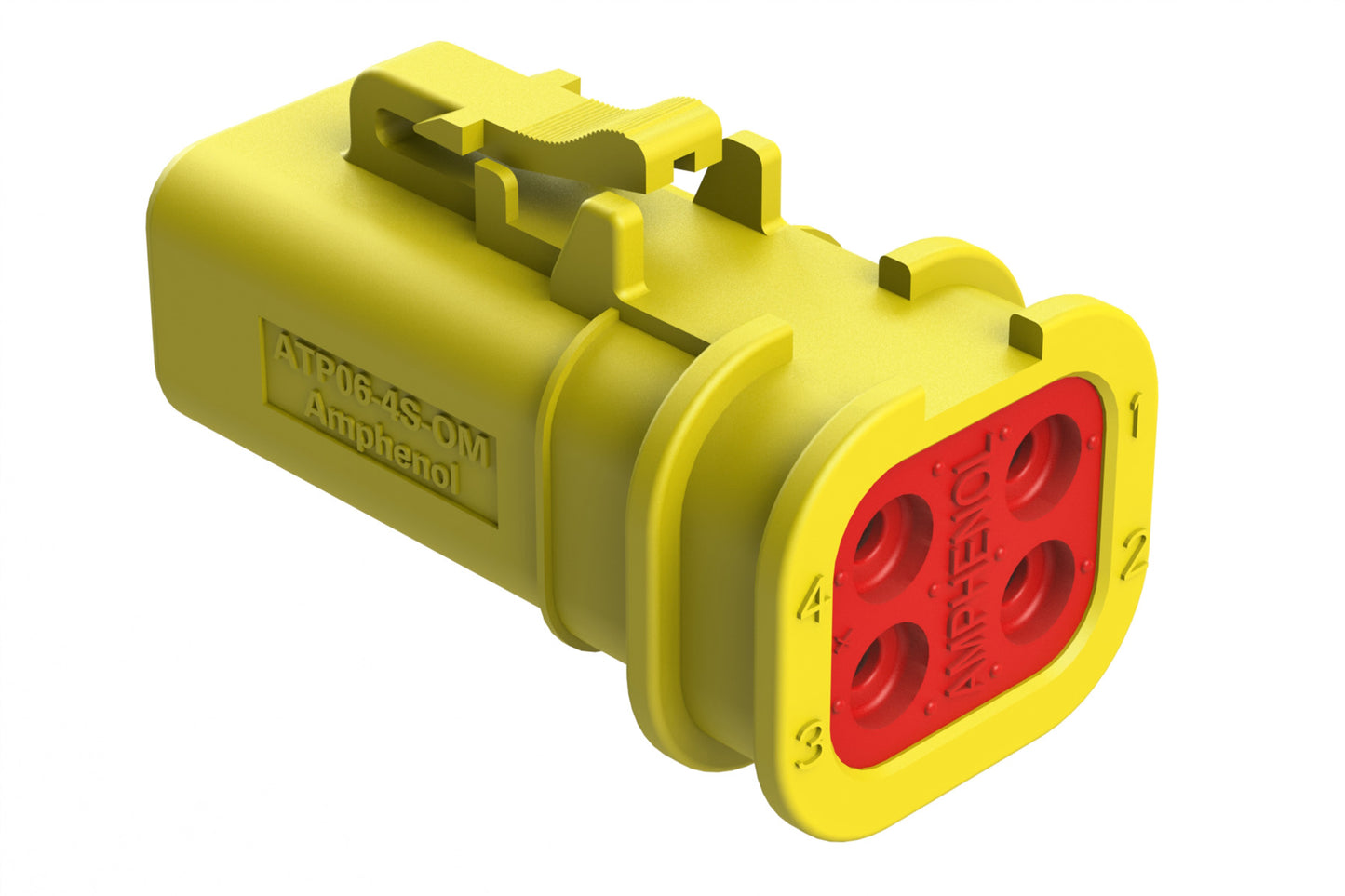 ATP06-4S-OMYEL 4 Position Plug, Socket, Overmold Compatible, Standard Diameter Rear Seal, Yellow
