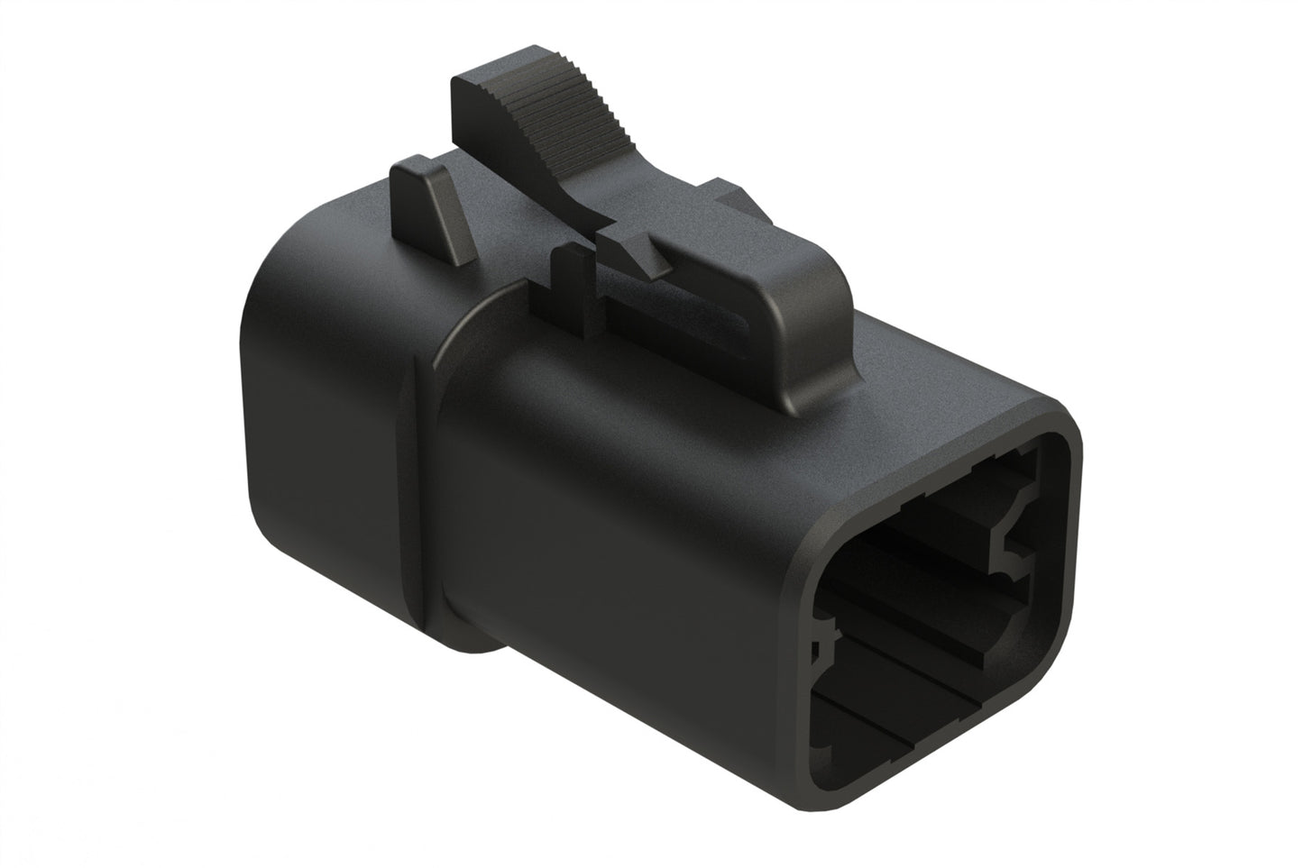 ATP06-4S-RD01BK 4-Way Plug, Female Connector with Reduced Diameter Seal, Black. DTP06-4S-CE02