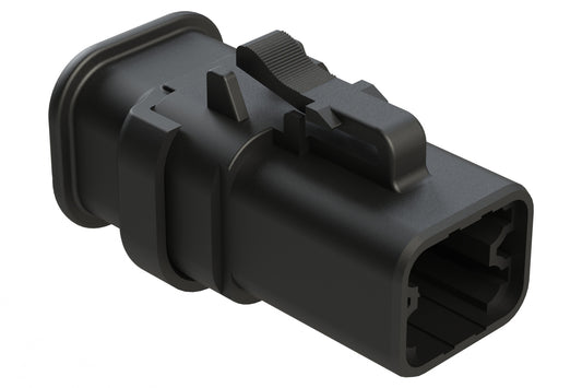ATP06-4S-SR01BK 4 Position Plug, Socket, Strain Relief, Black. DTP06-4S-EE01