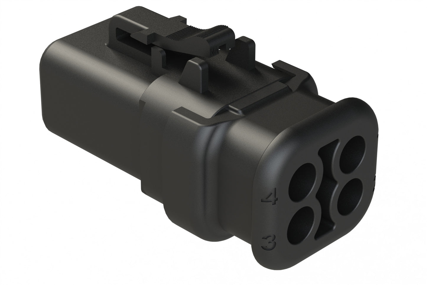 ATP06-4S-SR02BK 4 Position Plug, Socket, Reduced Diameter Rear Seal, Strain Relief, Black Body (Requires Wedgelock AWP-4S)