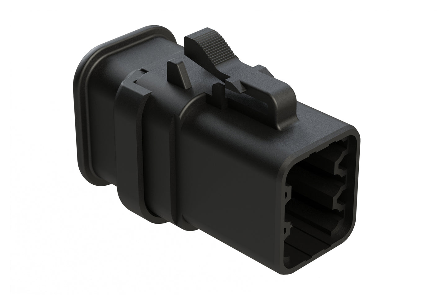 ATP06-6S-SR01BK 6 Position, Plug, Socket, SR01 Strain Relief (Standard Seal), End Cap, Black Body