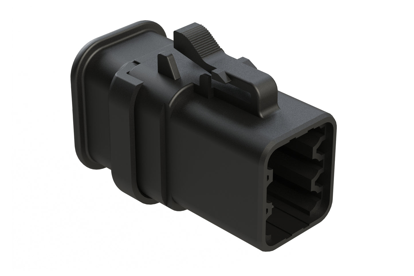 ATP06-6S-SR02BK 6 Position, Plug, Socket, SR02 Strain Relief (Reduced Diameter Seal), End Cap, Black Body
