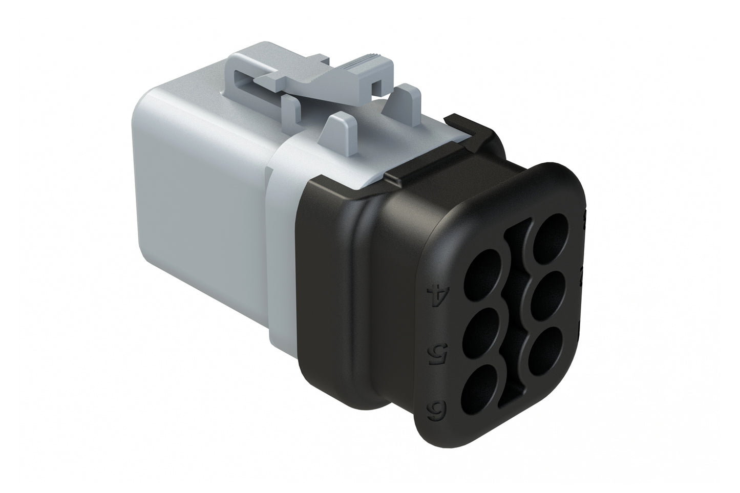 ATP06-6S-SR02 6 Position, Plug, Socket, SR02 Strain Relief (Reduced Diameter Seal), End Cap, Grey Body