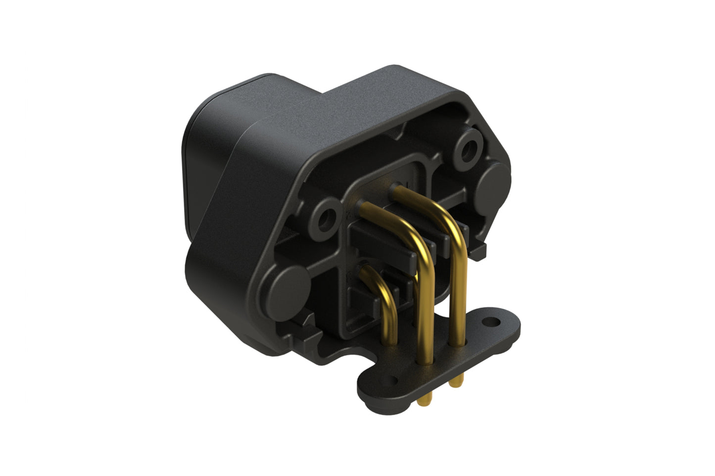 ATP13-4P-BM01BLK 4 Position 90° PCB Flange Mount Receptacle, molded gold Pins, Black