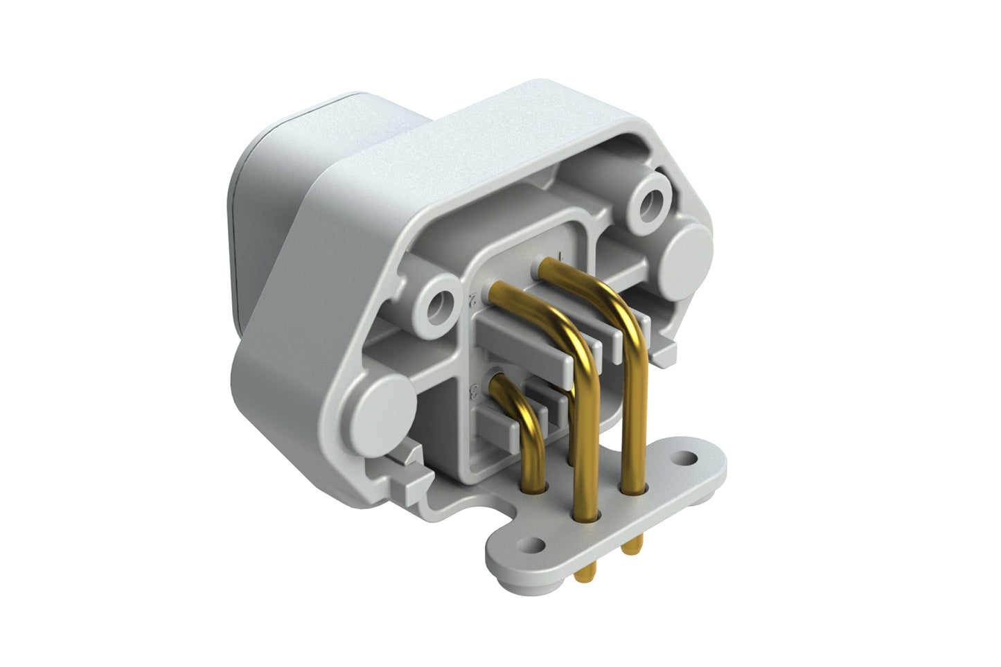 ATP13-4P-BM01GRY 4 Position 90° PCB Flange Mount Receptacle, molded gold Pins, Grey