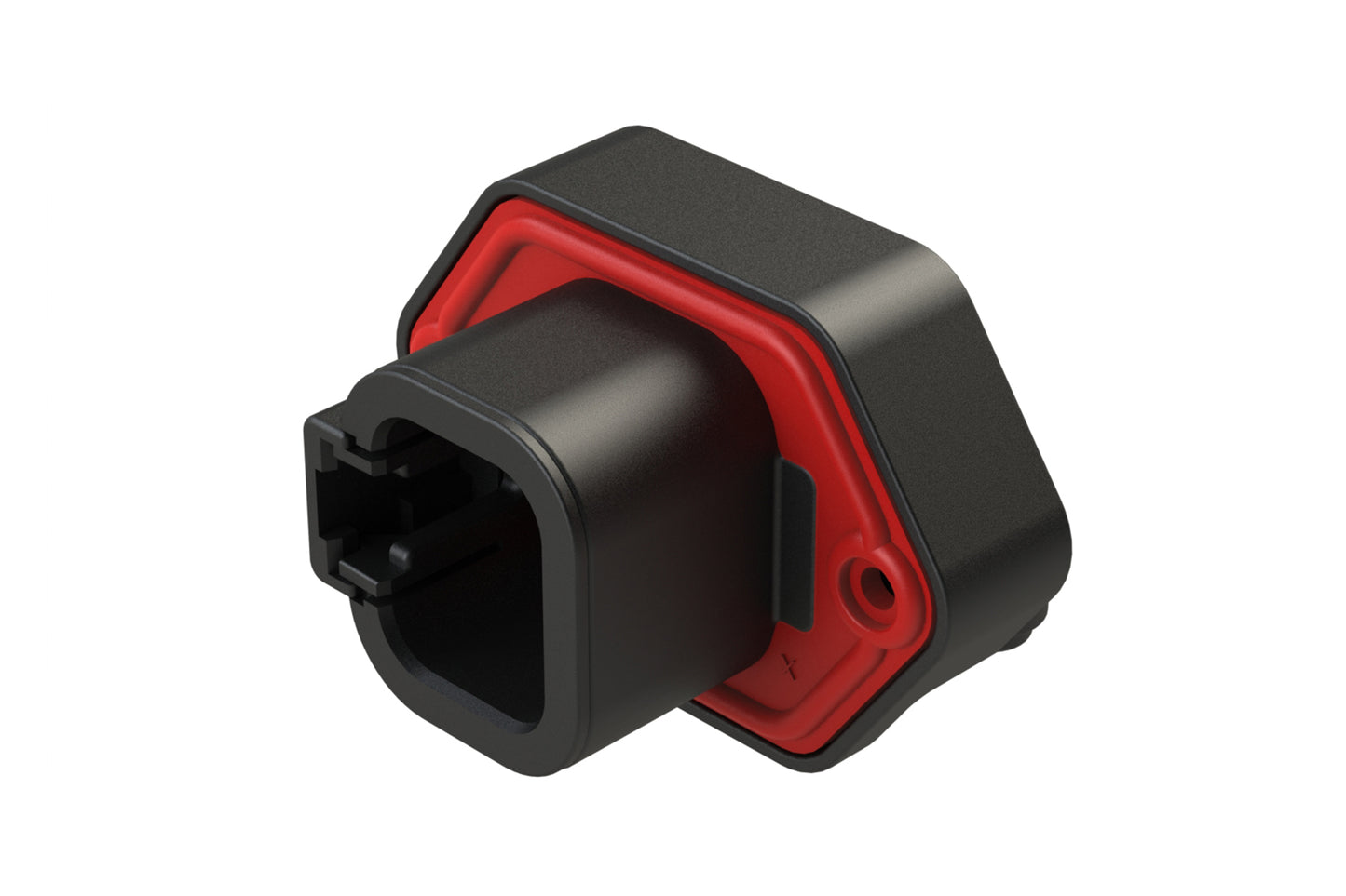 ATP13-4P-BM03BLK 4 Position 90° PCB Flange Mount Receptacle, molded tin Pins, Black. DTP13-4P