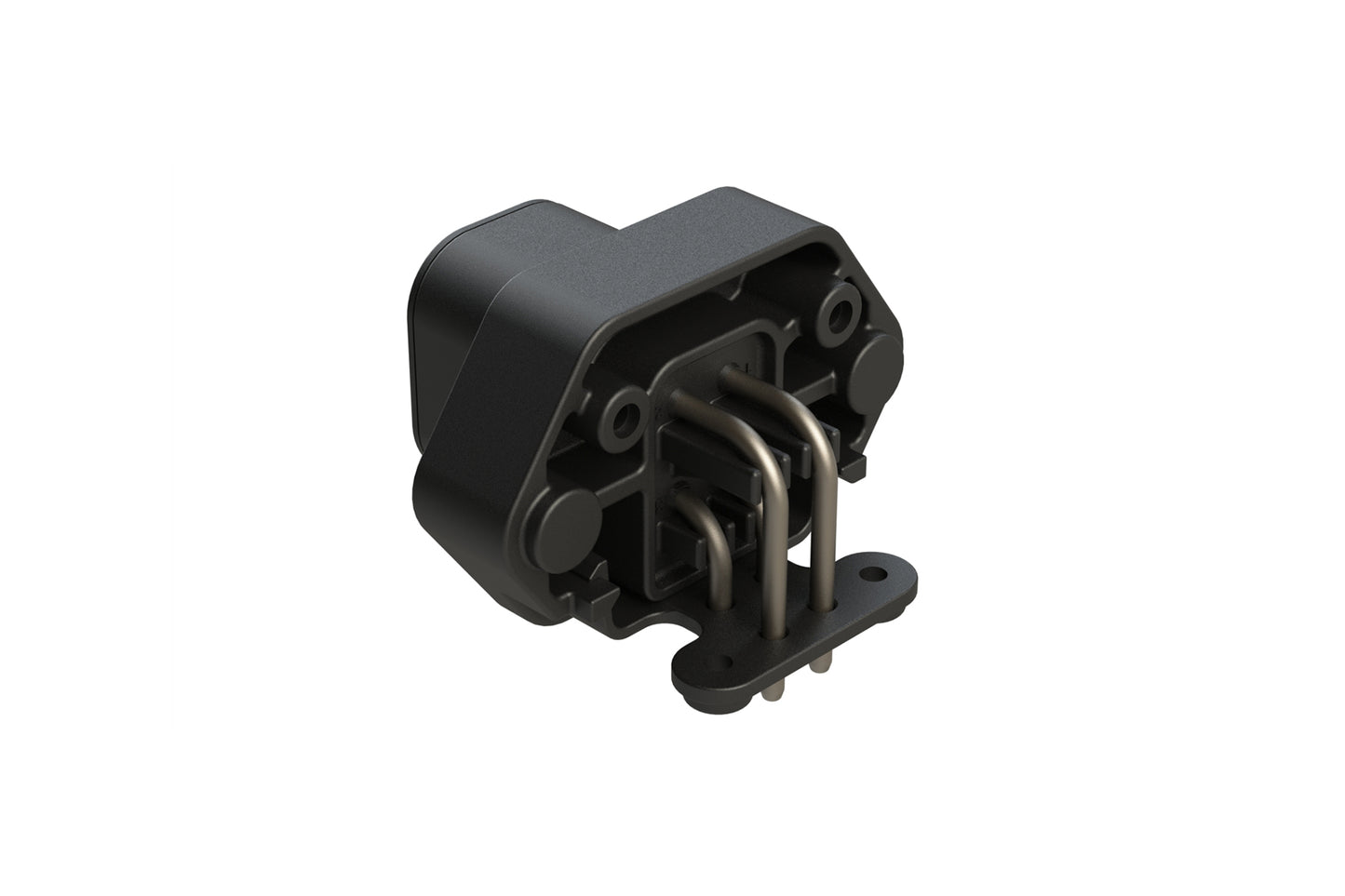 ATP13-4P-BM03BLK 4 Position 90° PCB Flange Mount Receptacle, molded tin Pins, Black. DTP13-4P
