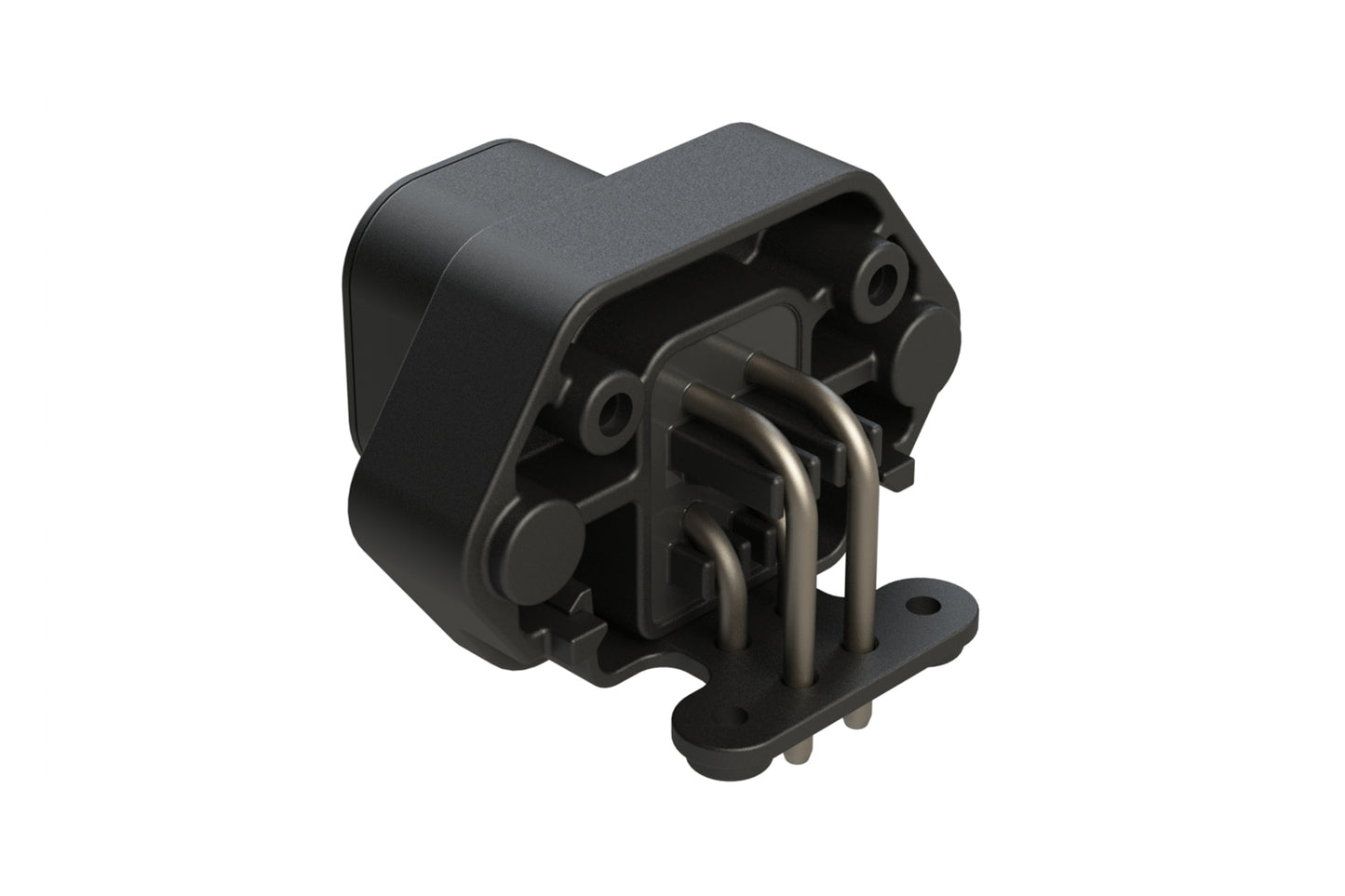 ATP13-4P-BM04BLK 4 Position 90° PCB Flange Mount Receptacle, molded tin Pins, potted, Black. DTP13-4P