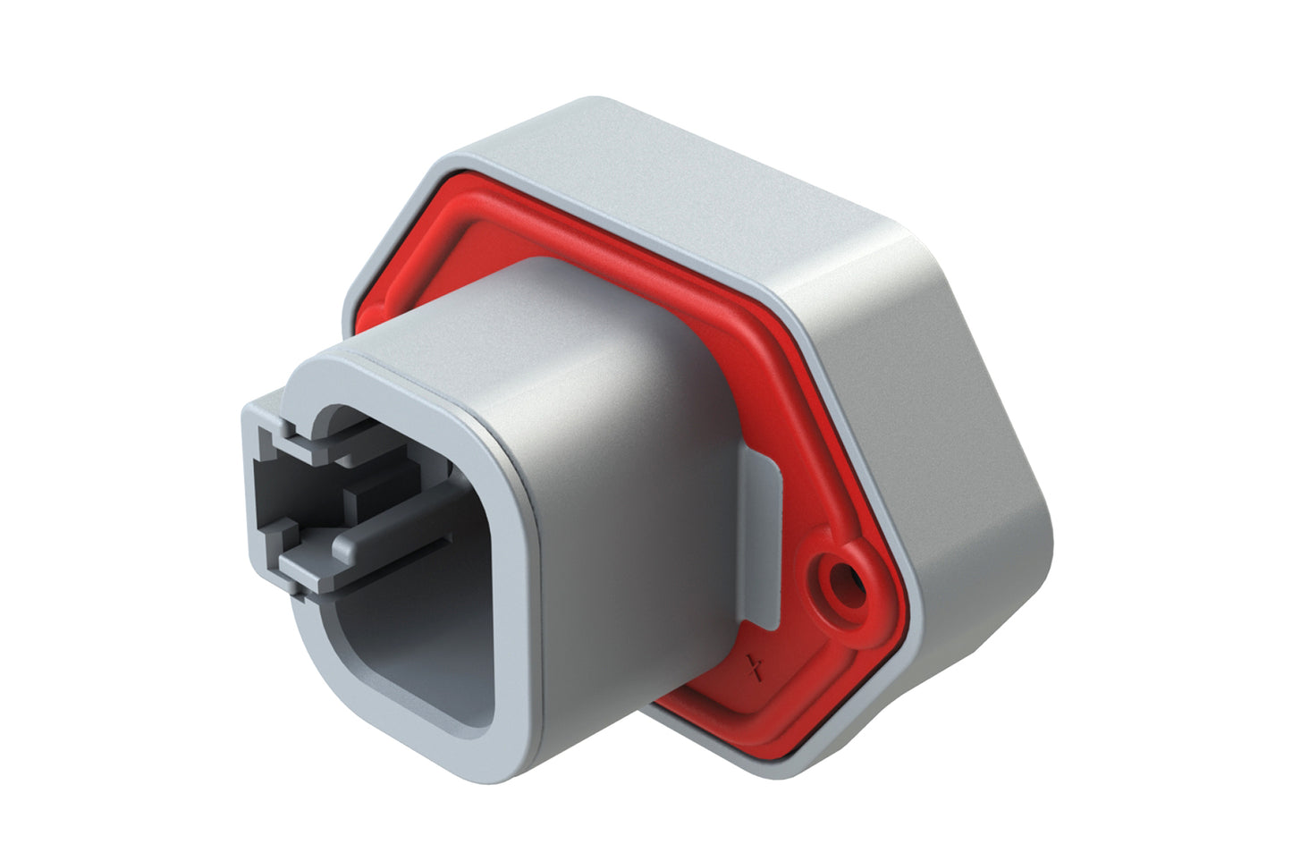 ATP15-4P-BM02GRY 4 Position Straight PCB Flange Mount Receptacle, molded gold Pins, potted, Grey