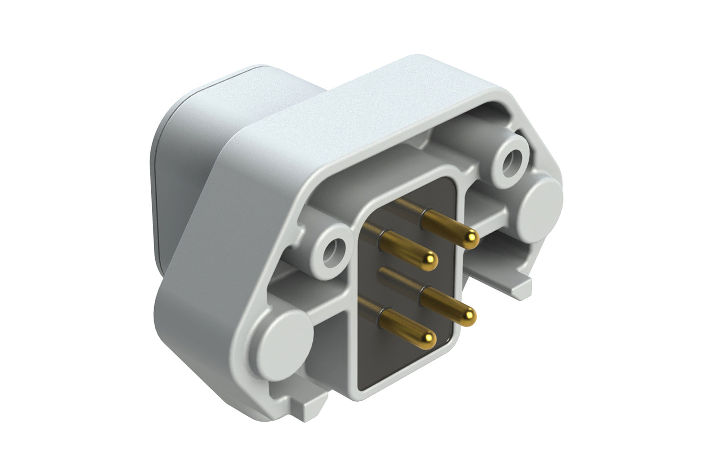 ATP15-4P-BM02GRY 4 Position Straight PCB Flange Mount Receptacle, molded gold Pins, potted, Grey