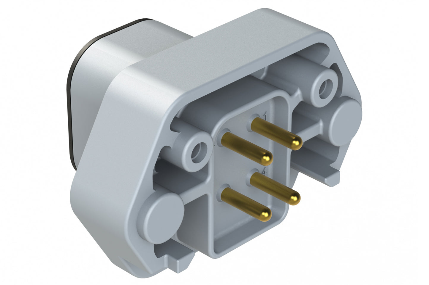 ATP15-4PA-BM01 4 Position PCB Receptacle with Flange, Pin, Gold Plated, Self-Threading, Gasket, Keyed A, Grey