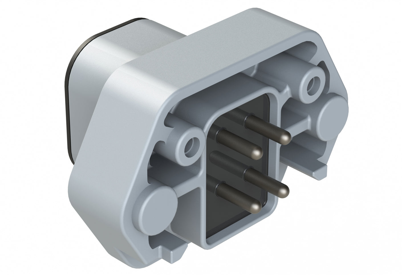 ATP15-4PA-BM04 4 Position PCB Receptacle with Flange, Pin, Tin Plated, Self-Threading, Gasket, Potted, Keyed A, Brown