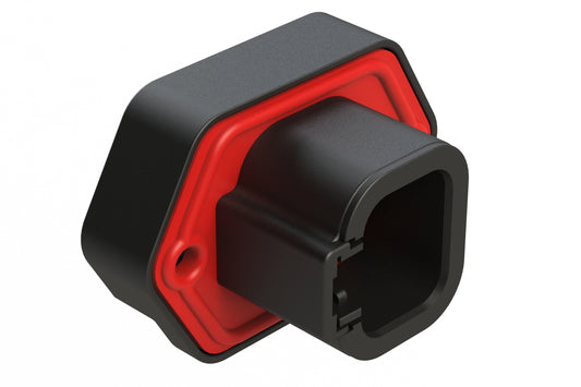 ATP15-4PB-BM02 4 Position PCB Receptacle with Flange, Pin, Gold Plated, Self-Threading, Gasket, Potted, Keyed B, Black