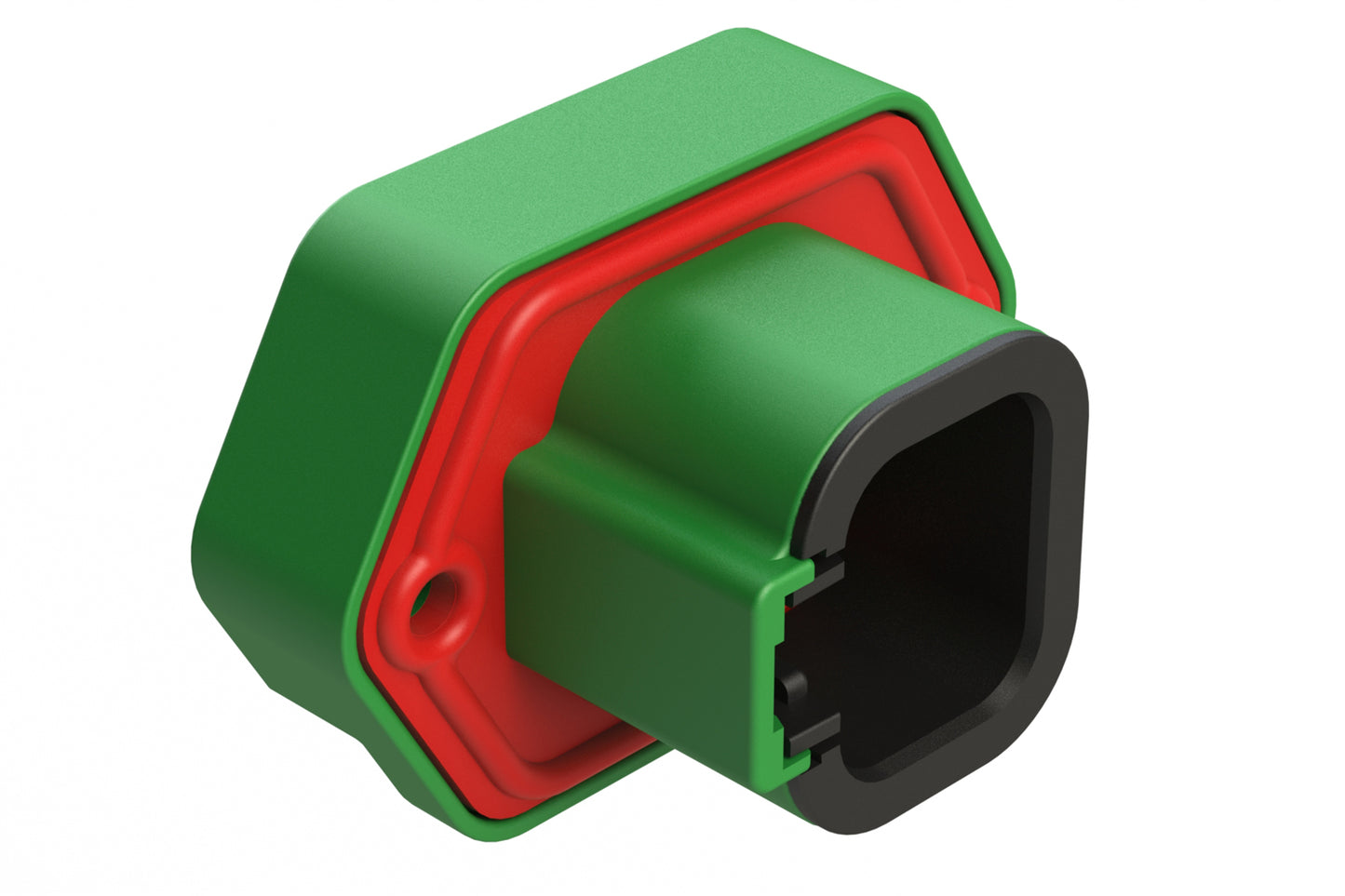 ATP15-4PC-BM01 4 Position PCB Receptacle with Flange, Pin, Gold Plated, Self-Threading, Gasket, Keyed C, Grey