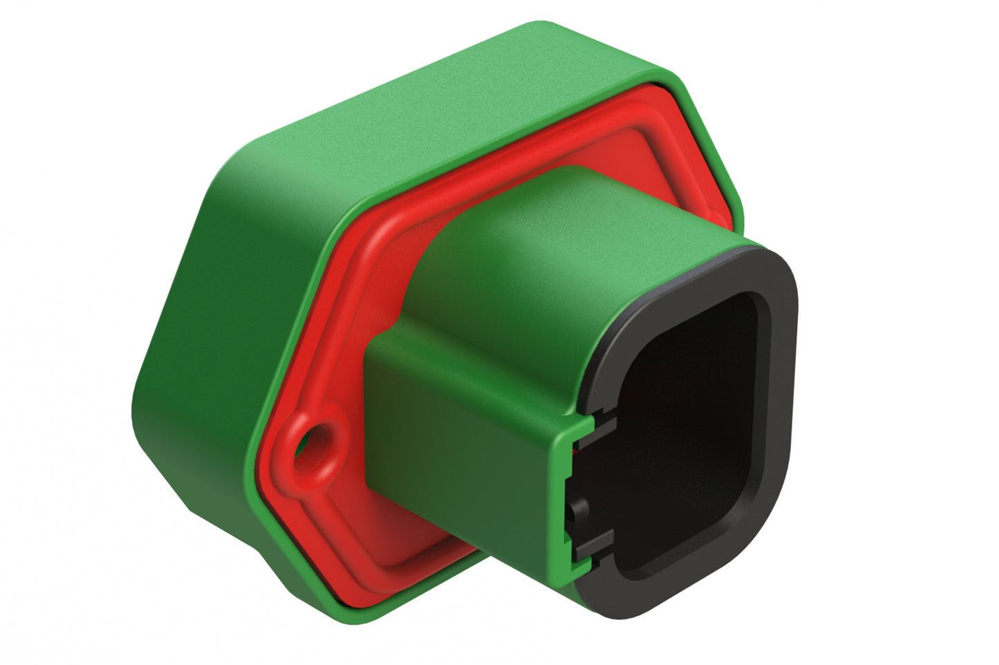 ATP15-4PC-BM02 4 Position PCB Receptacle with Flange, Pin, Gold Plated, Self-Threading, Gasket, Potted, Keyed C, Black
