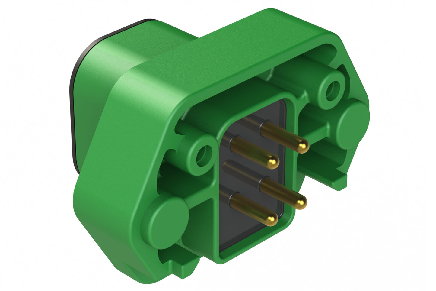 ATP15-4PC-BM02 4 Position PCB Receptacle with Flange, Pin, Gold Plated, Self-Threading, Gasket, Potted, Keyed C, Black