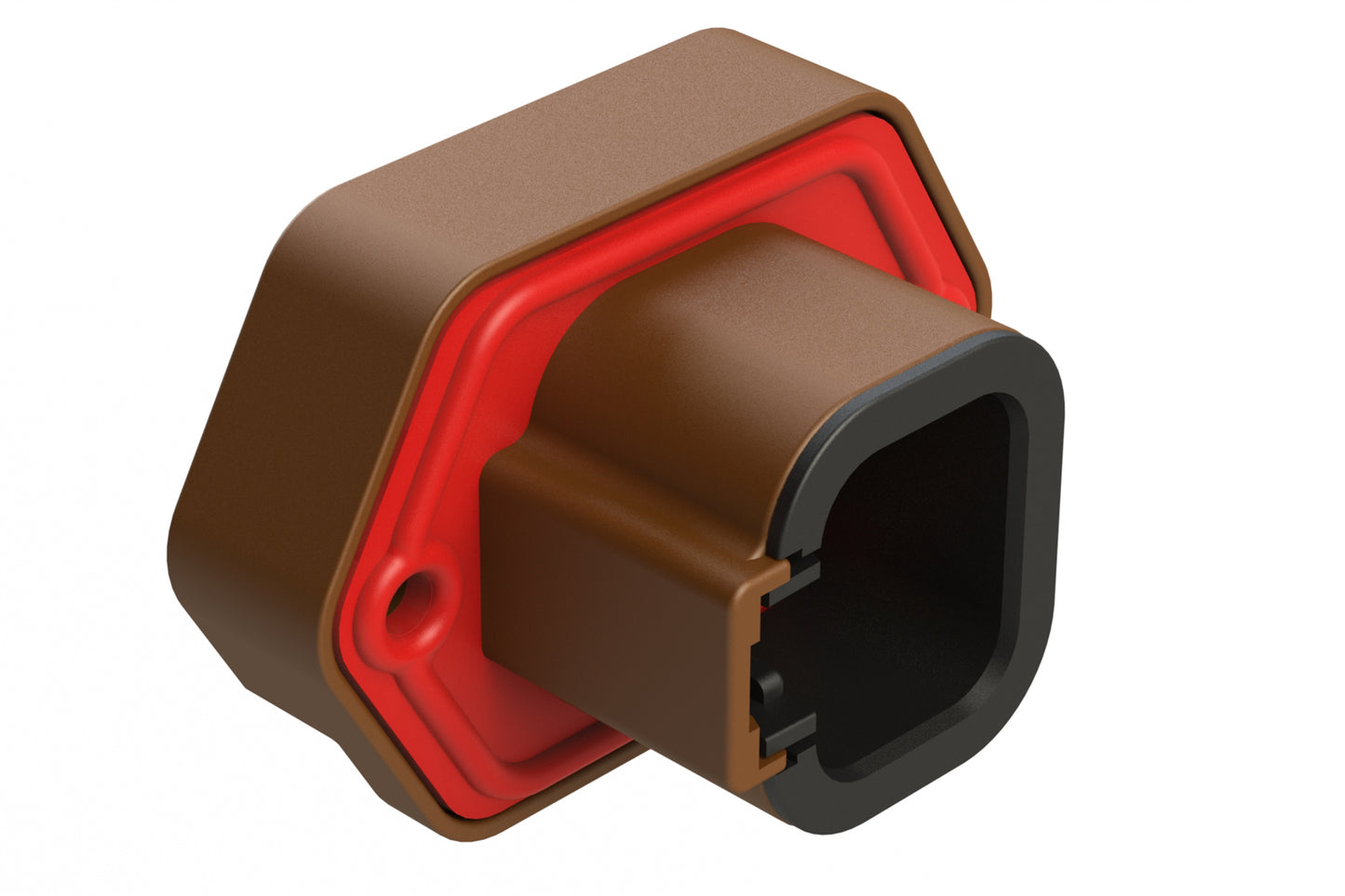 ATP15-4PD-BM02 4 Position PCB Receptacle with Flange, Pin, Gold Plated, Self-Threading, Gasket, Potted, Keyed D, Black