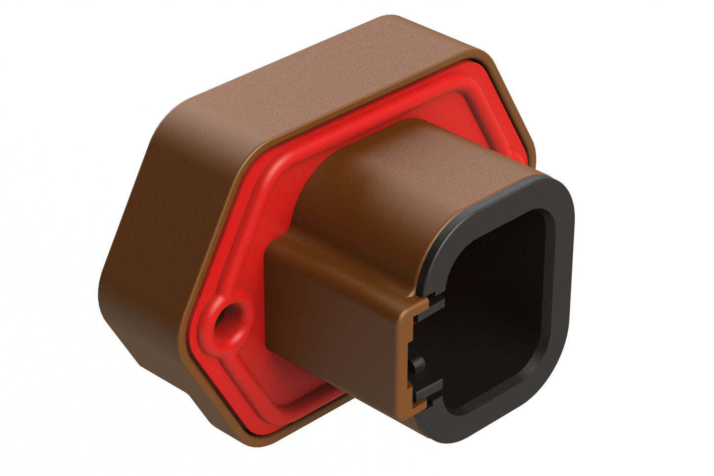 ATP15-4PD-BM03 4 Position PCB Receptacle with Flange, Pin, Tin Plated, Self-Threading, Gasket, Keyed D, Green